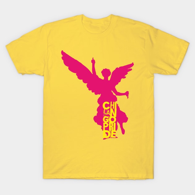 Chilango Pride / Orgullo Chilango Logo Version 2 with Attitude Pink Yellow T-Shirt by chilangopride